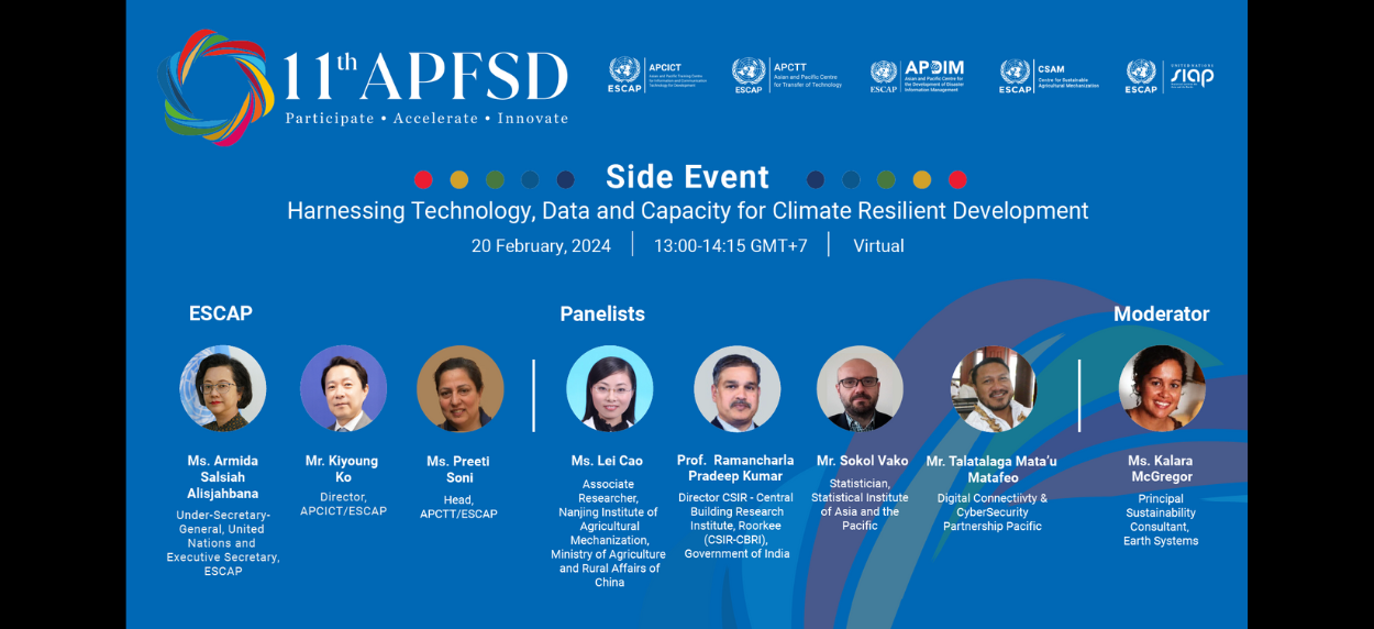 APFSD 11 Side Event on Harnessing Technology, Data and Capacity for Climate Resilient Development